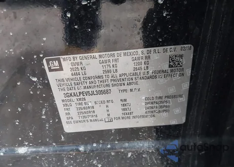 2018 GMC Terrain Slt z USA, uszkodzony, nr VIN 3GKALPEV5JL305687